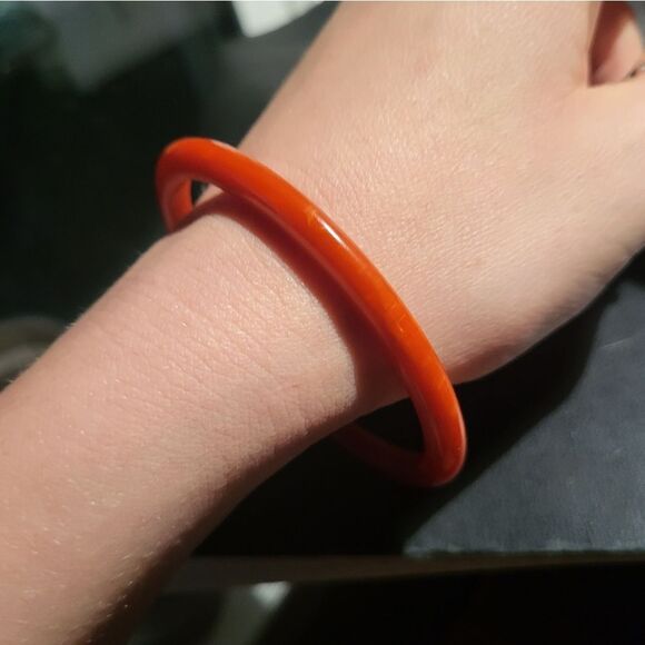 Vintage Jewelry - Vintage Orange Bakelite? Acrylic Bangle Bracelet